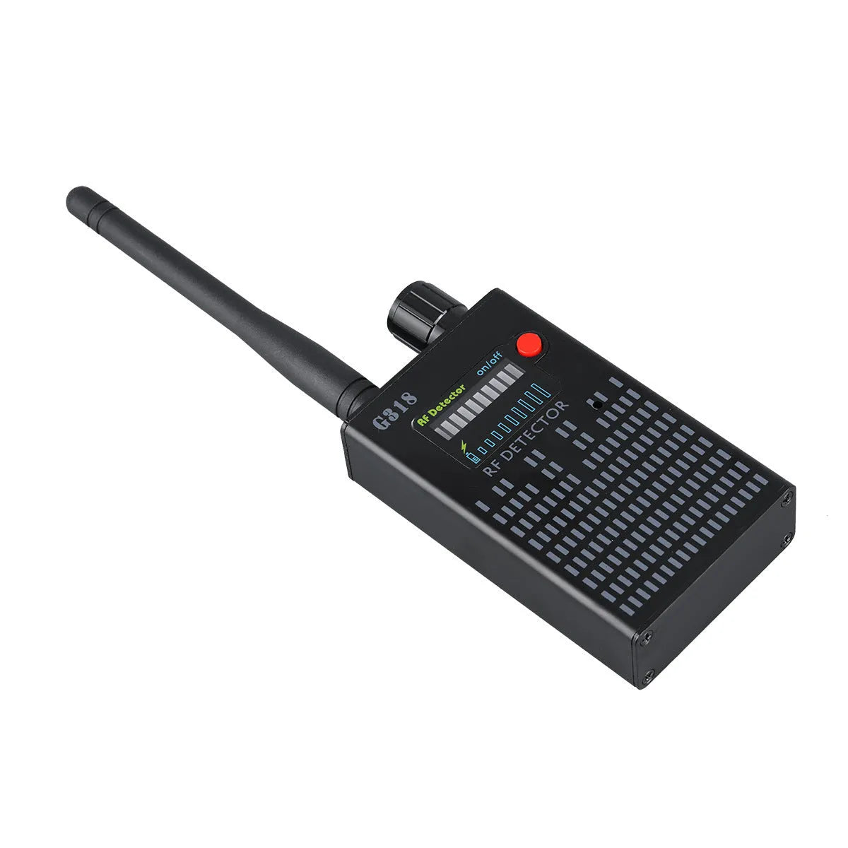 Black G318 handheld bug detector with aluminium alloy housing for counter-surveillance