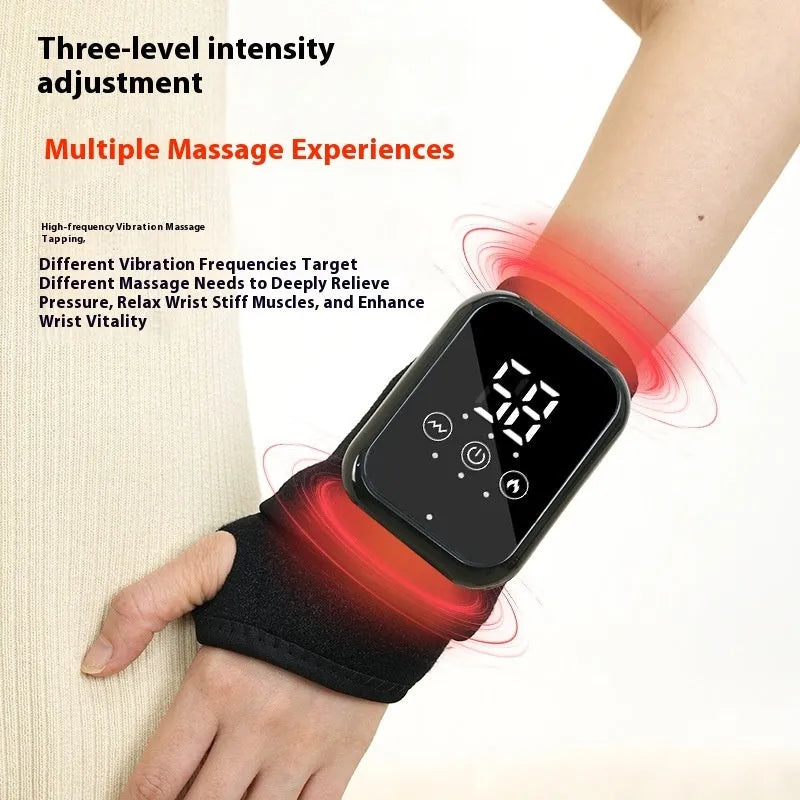 Electric heating ankle sleeve showing black and grey colour options with USB charging cable
