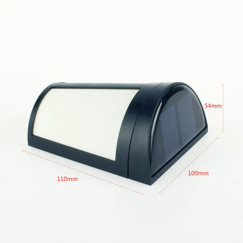 Solar wall lamp with 6 LEDs and IP65 waterproof rating for outdoor garden and courtyard lighting