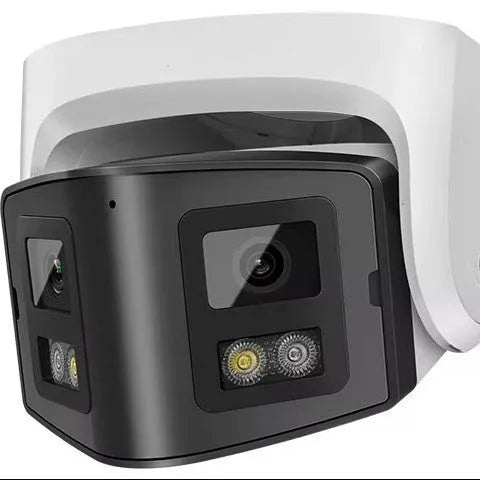 4MP dual-lens IP66 waterproof security camera with POE, dimensions 124x72x201mm.