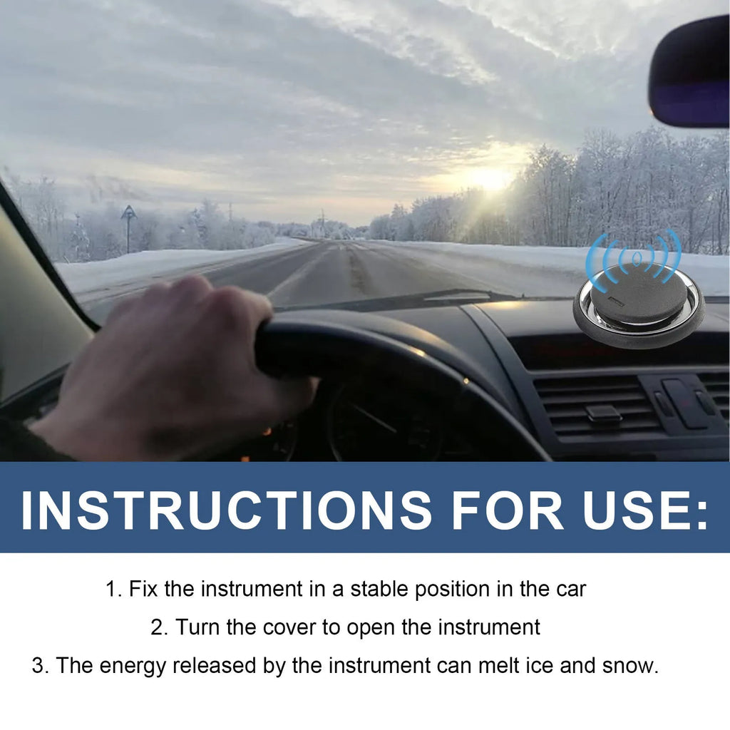 Black handheld portable car deicing instrument for melting windscreen ice and snow
