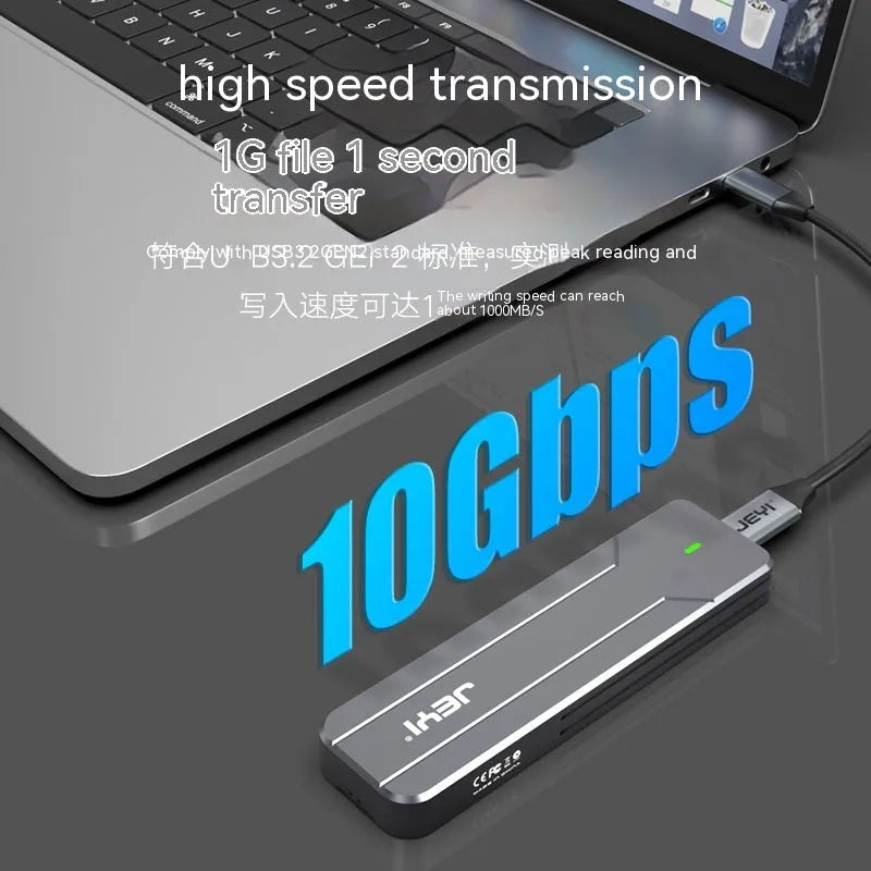 Dark grey all aluminium alloy M.2 SSD enclosure for SATA or NVMe drives up to 2TB