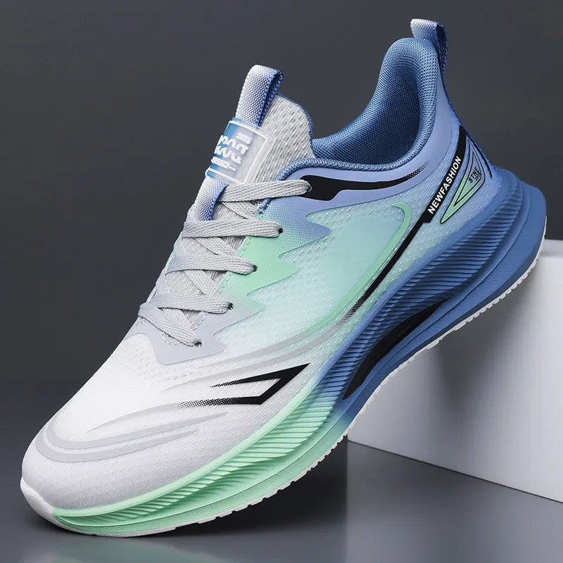 Men's low-top casual shoes in woven mesh with a rubber sole, shown in solid colours.