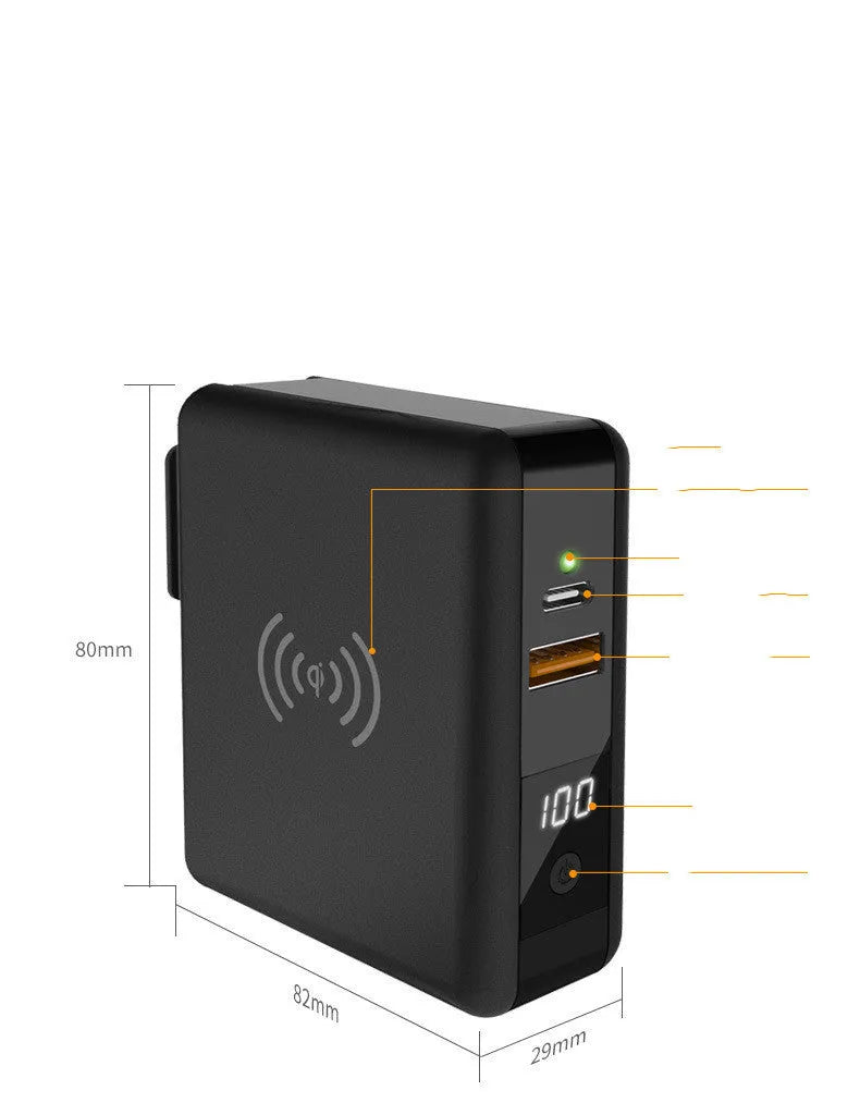 Super QI wireless charging PD20W fast charging power bank with built-in plug