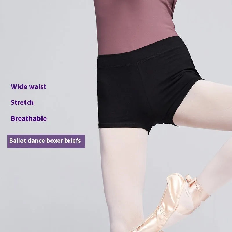 Black cotton women's dance practice pants shown flat, available in sizes from small to 2XL.