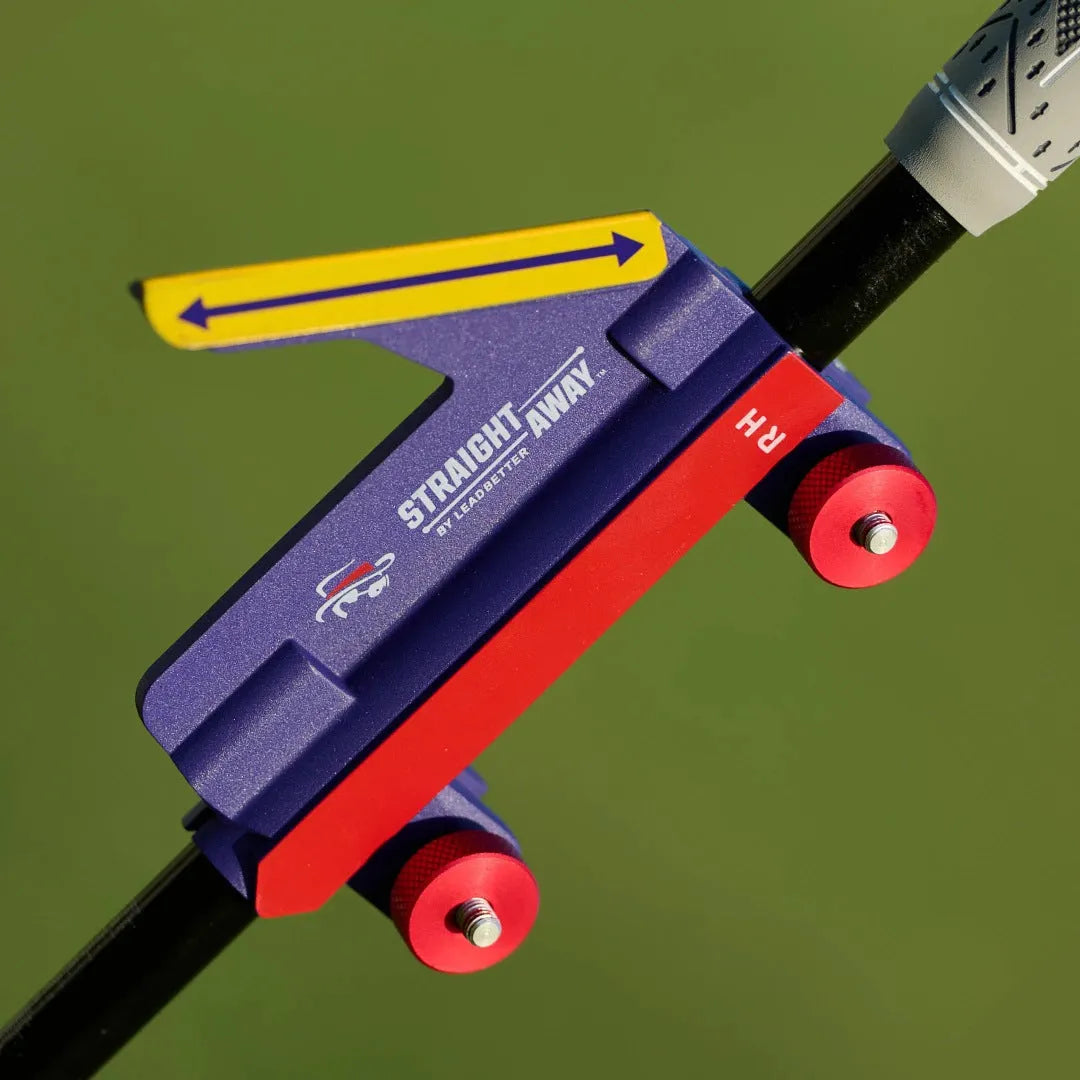Plastic golf swing plane training aid shown on a solid background.