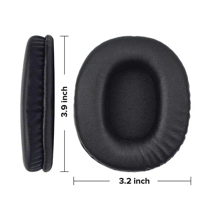 Black PU leather replacement earmuff covers for Sony 1R headphones, two-piece set
