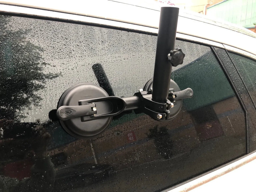 Black off-road car sucker base with round glass suction cup for vehicle flag mounting