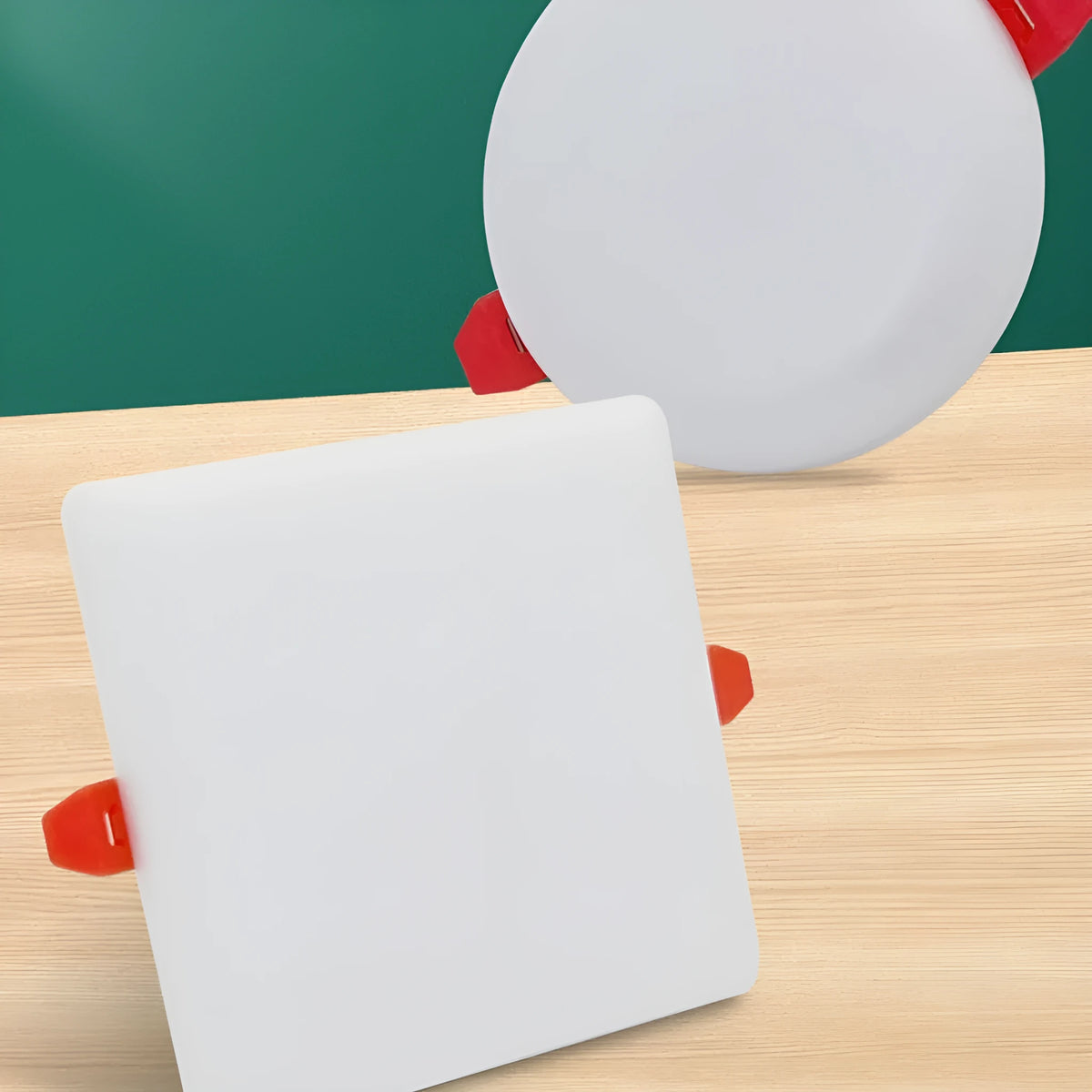 Ultra-thin aluminium LED panel ceiling light showing circle and square shape options