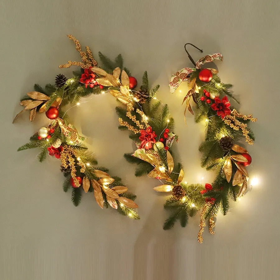 American country style Christmas garland in four formats with optional lighting