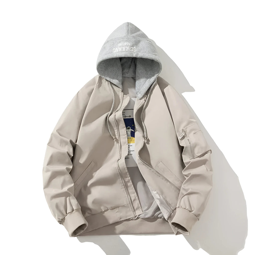 Pilot jacket in solid colour with loose fit and embedded pocket detailing for plus-size wear