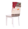 Christmas chair covers set featuring Santa Claus, Snowman and Santa hat designs for holiday dining chair decoration