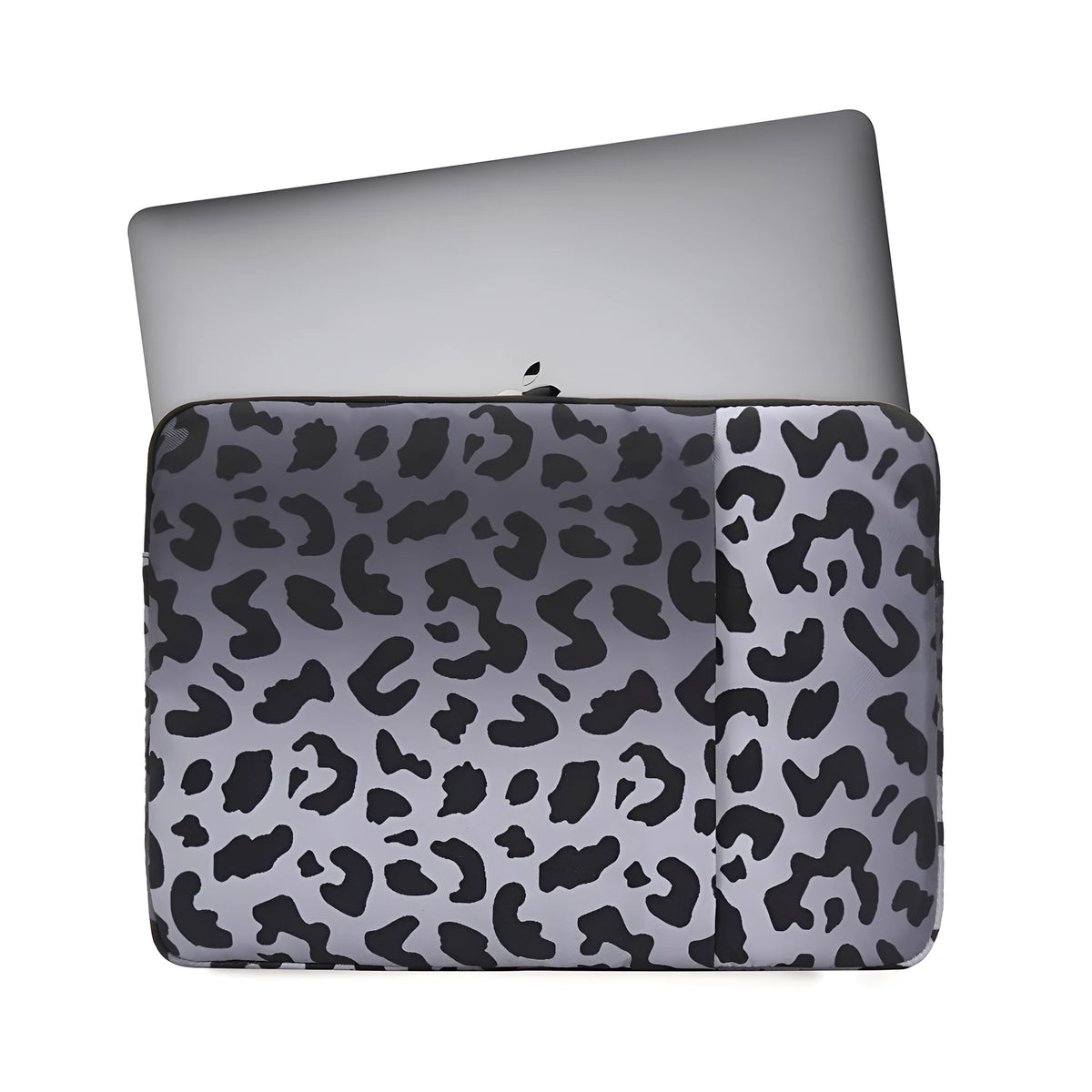 Leopard print laptop sleeve protective case with flannel interior for 13 to 16 inch devices