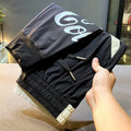 Men's black ultra-thin ice silk ankle banded cropped trousers casual cotton pants