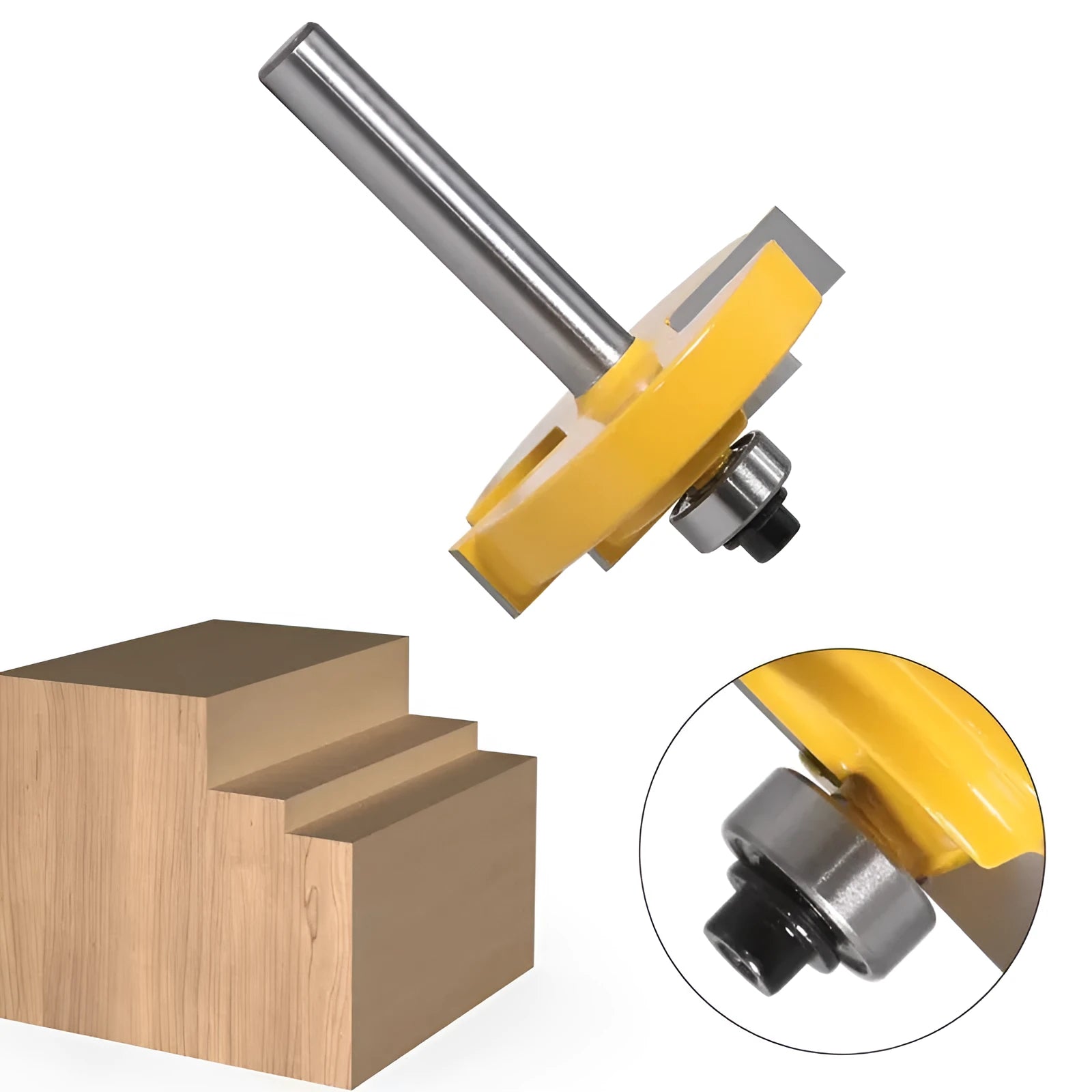 Carbide woodworking cutter for door and window step profiles with 47.62mm cutting diameter and 8mm shank