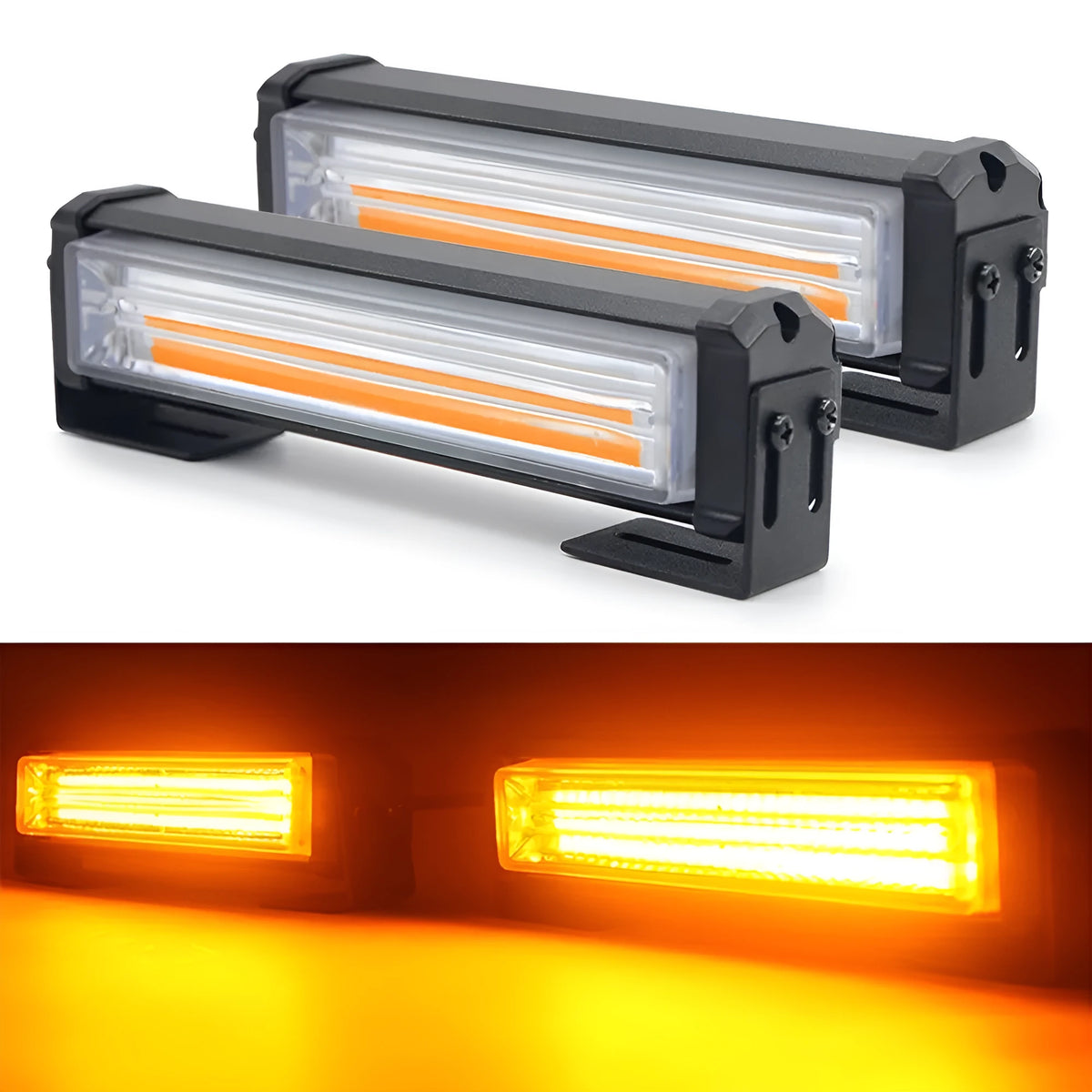 Yellow 208 model drag strobe warning light with aluminium alloy housing measuring 160mm