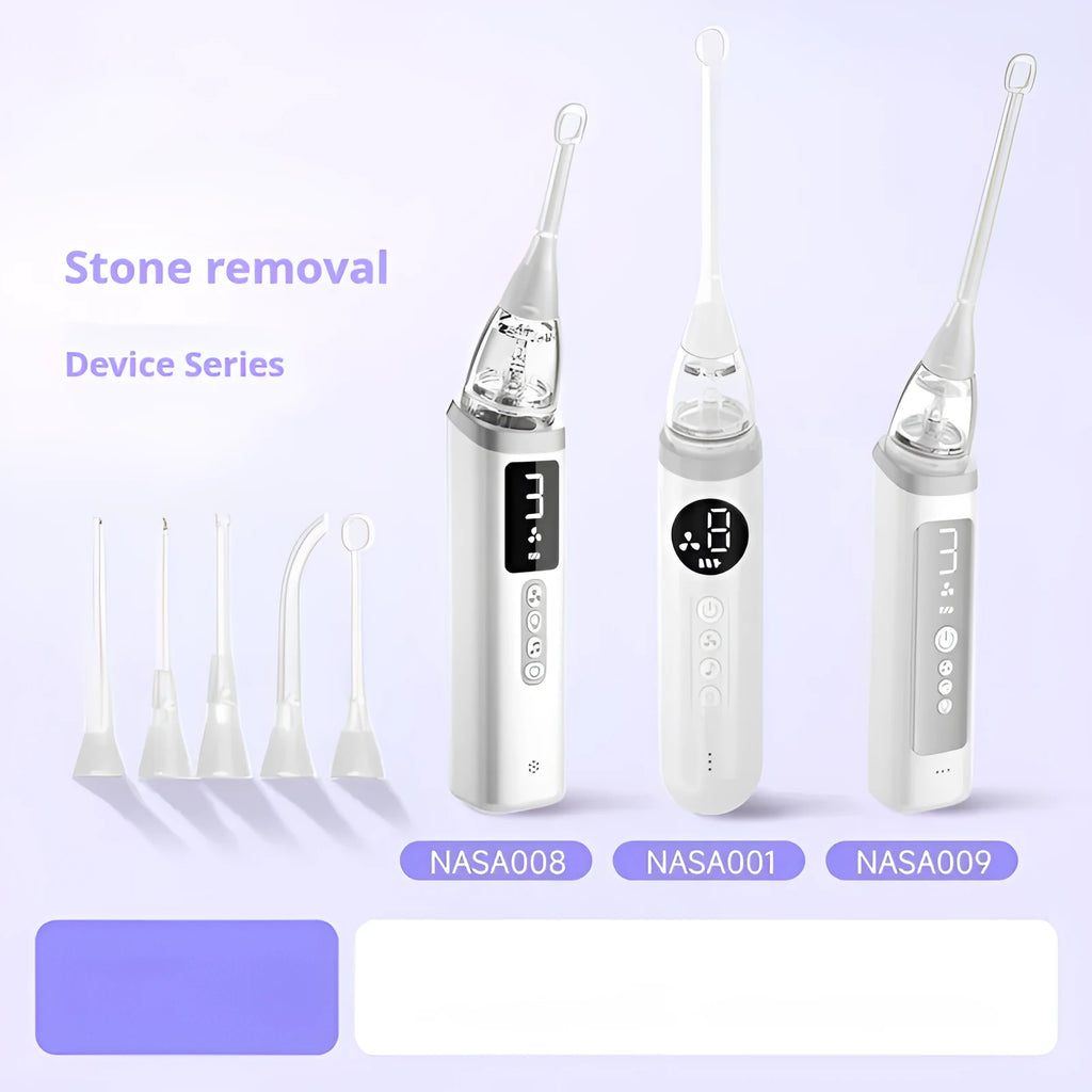 Tonsil stone remover oral cleaning tool set with extractor in milky white
