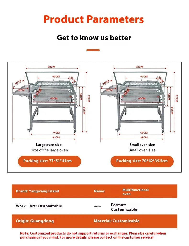 Large foldable charcoal BBQ stove for garden use with one grill included.