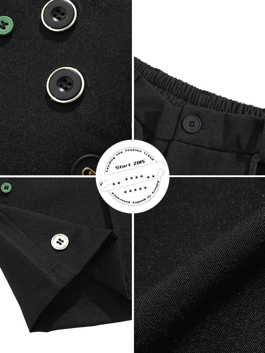 Man's black loose-fitting semi-elastic casual shorts with straight leg.