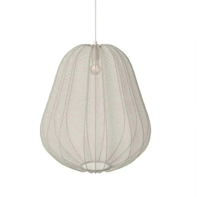Japanese style net pumpkin ceiling lamp with iron construction and LED lighting in white finish