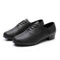 Men's black polished leather dancing shoes with a calf leather sole for indoor fitness.