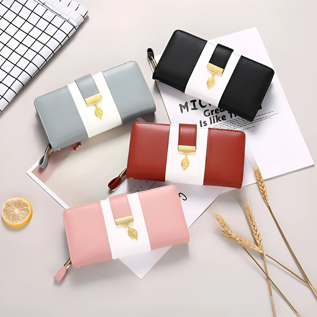 Lock-opening anti-theft clutch handbag in PU leather with microfiber lining, shown in caramel colour