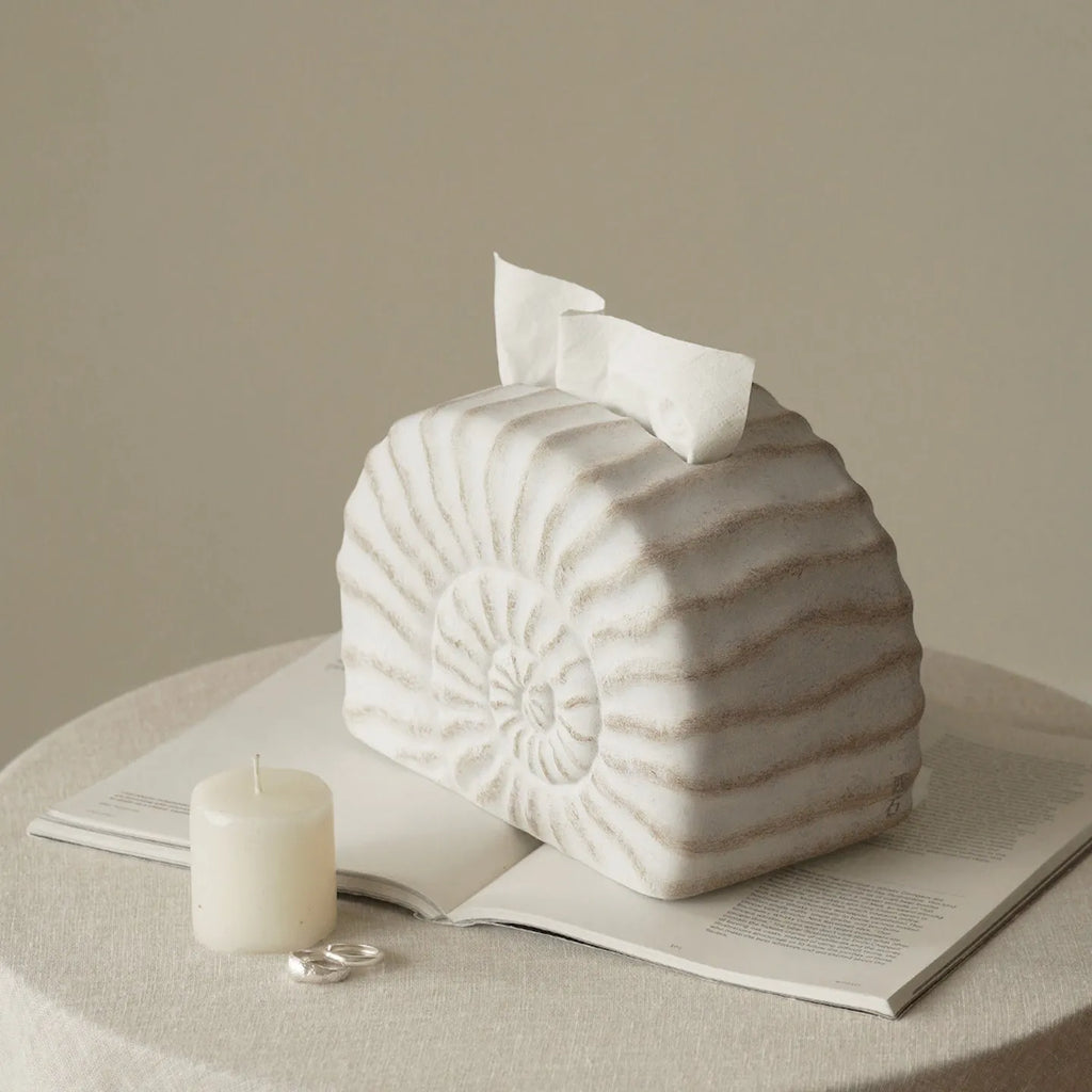 Resin tissue box cover with conch shell decoration in modern simple style