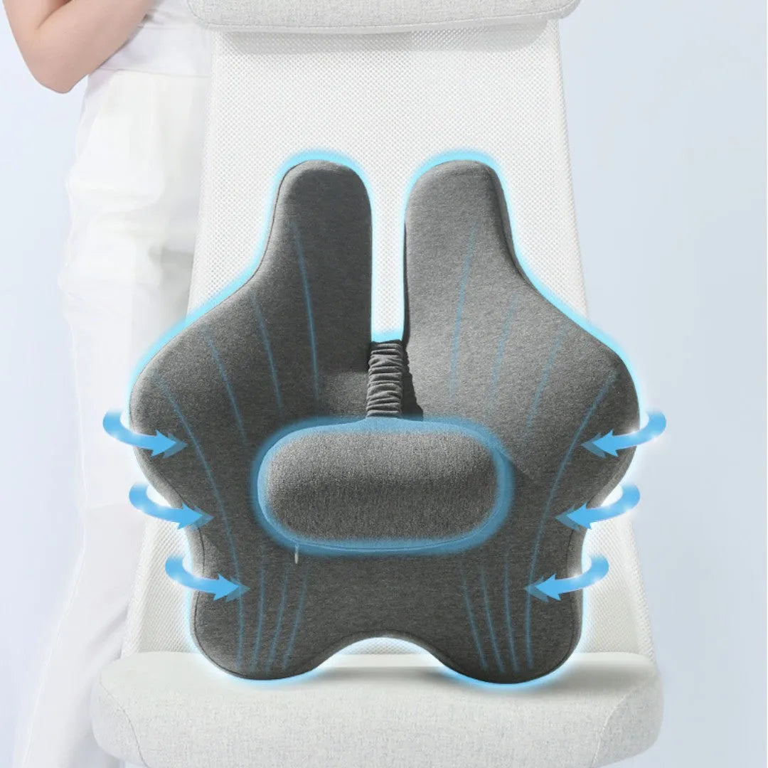 Solid colour car seat back cushion with memory foam lumbar support in black, dark grey, light grey, or pink