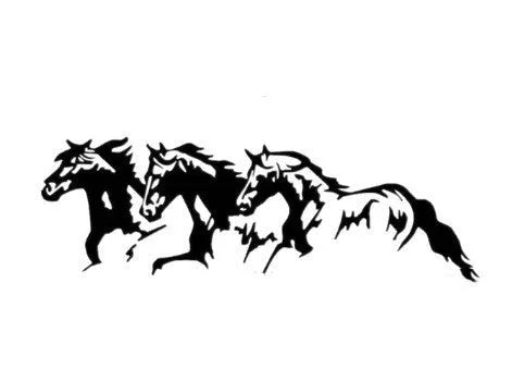 New Three Horses auto decal body sticker in selected colour measuring 25x8cm made of PET material