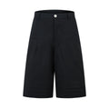Women's retro wide-leg denim trousers in black, showing straight cut and mid-length leg.