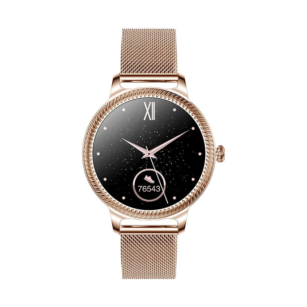 AK38 ladies smart watch with stainless steel bracelet and 1.09-inch colour screen