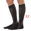 A pair of graduated compression socks for men and women in an athletic style, shown in a colour option like black or blue.