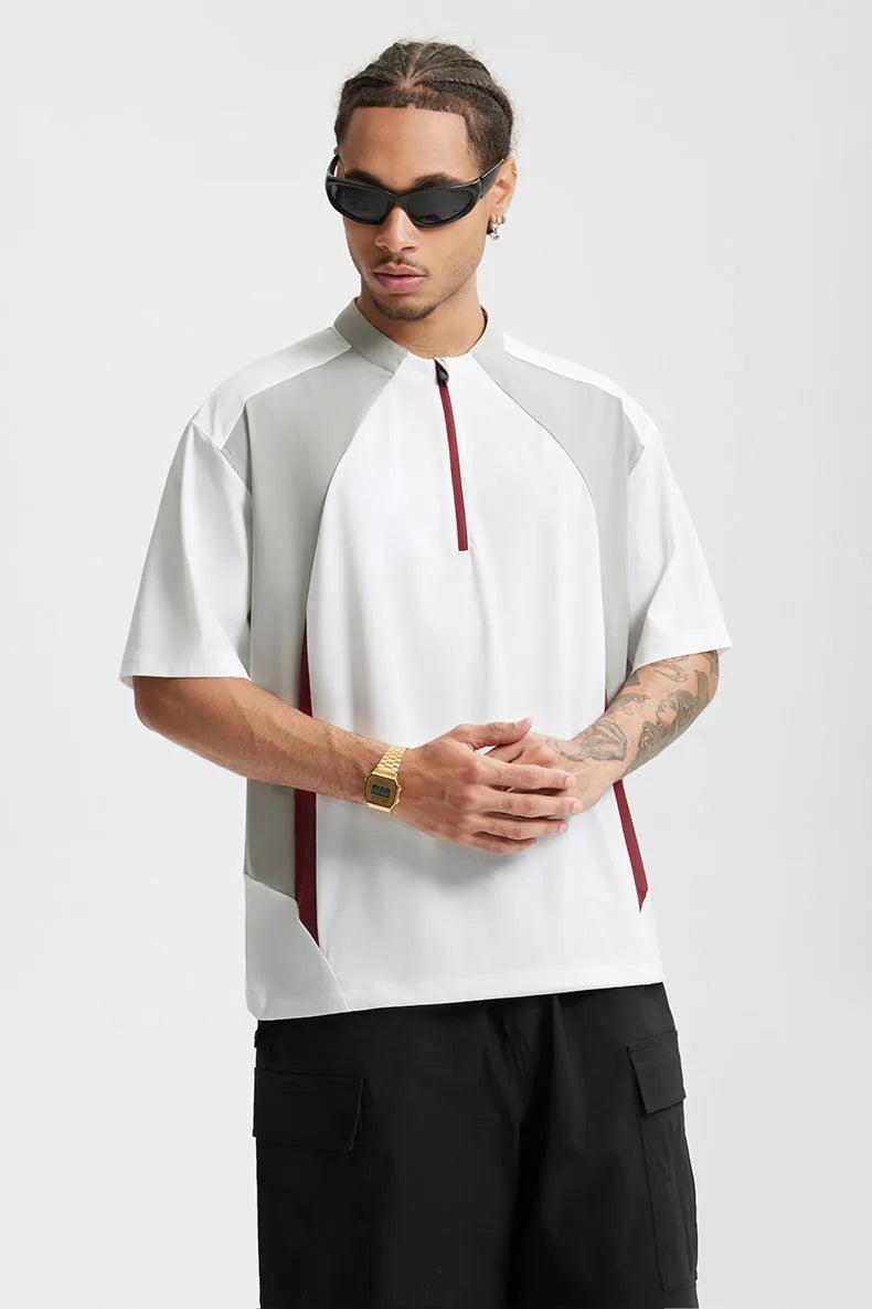Men's lightweight polyester casual top in solid colour with choice of long or short sleeves