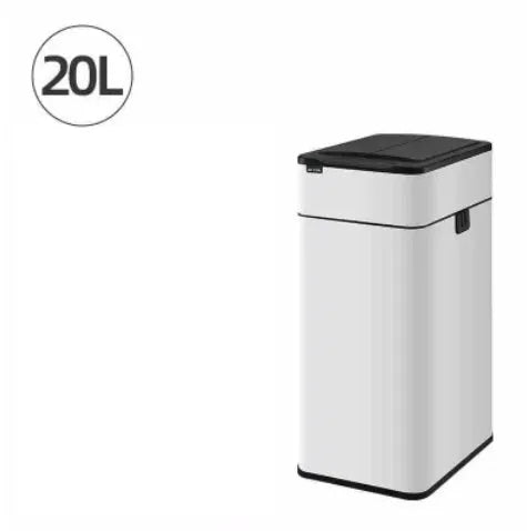 Stainless steel inductive smart trash can with square bucket design and sensor lid.