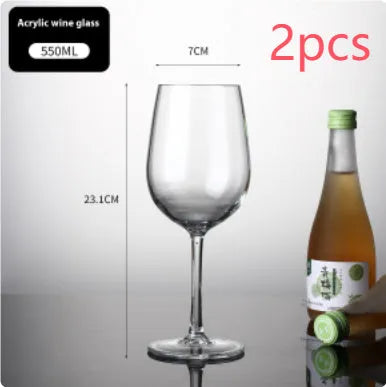 Drop-resistant PC Acrylic wine glass in modern simplicity style available in 300ml and 550ml capacities for party catering.