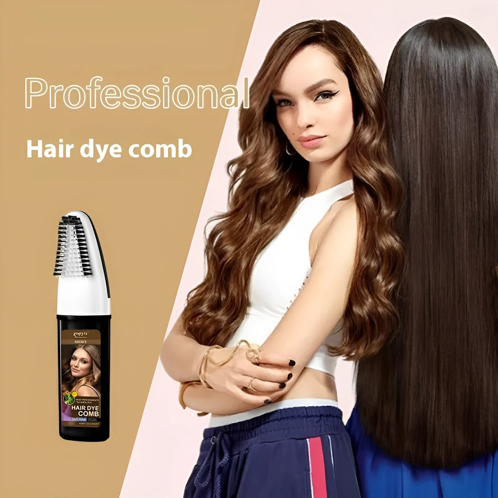 Hair colouring comb and 200ml bottle of dye in Brown, Wine Red, or Dark Brown shade.