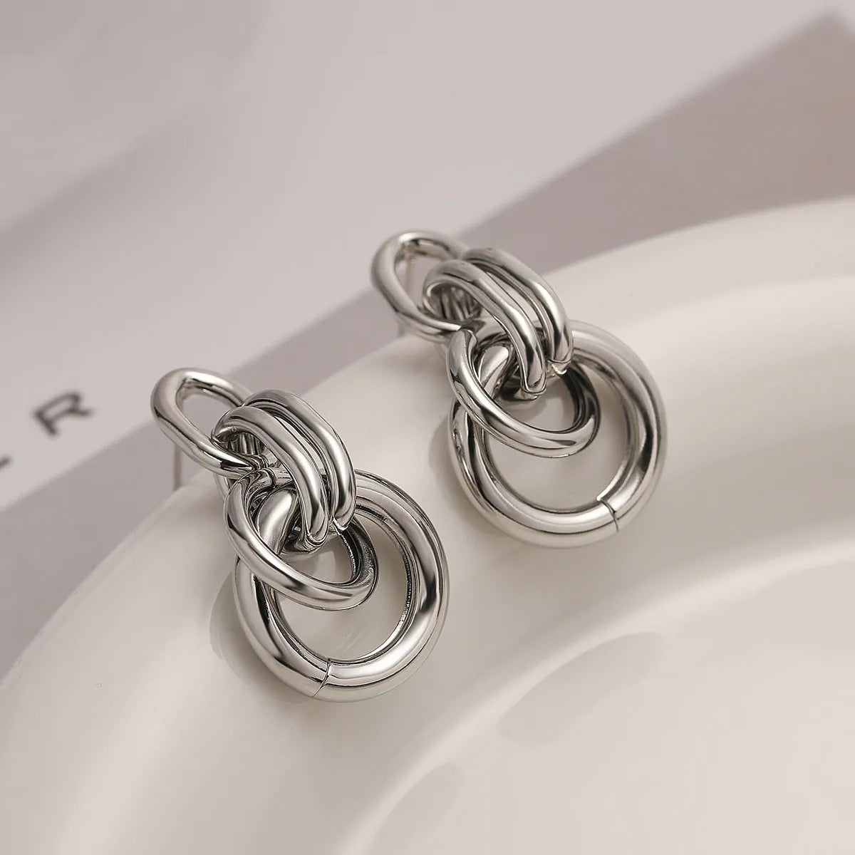 Gold geometric earrings with irregular shape and 20mm drop length for women