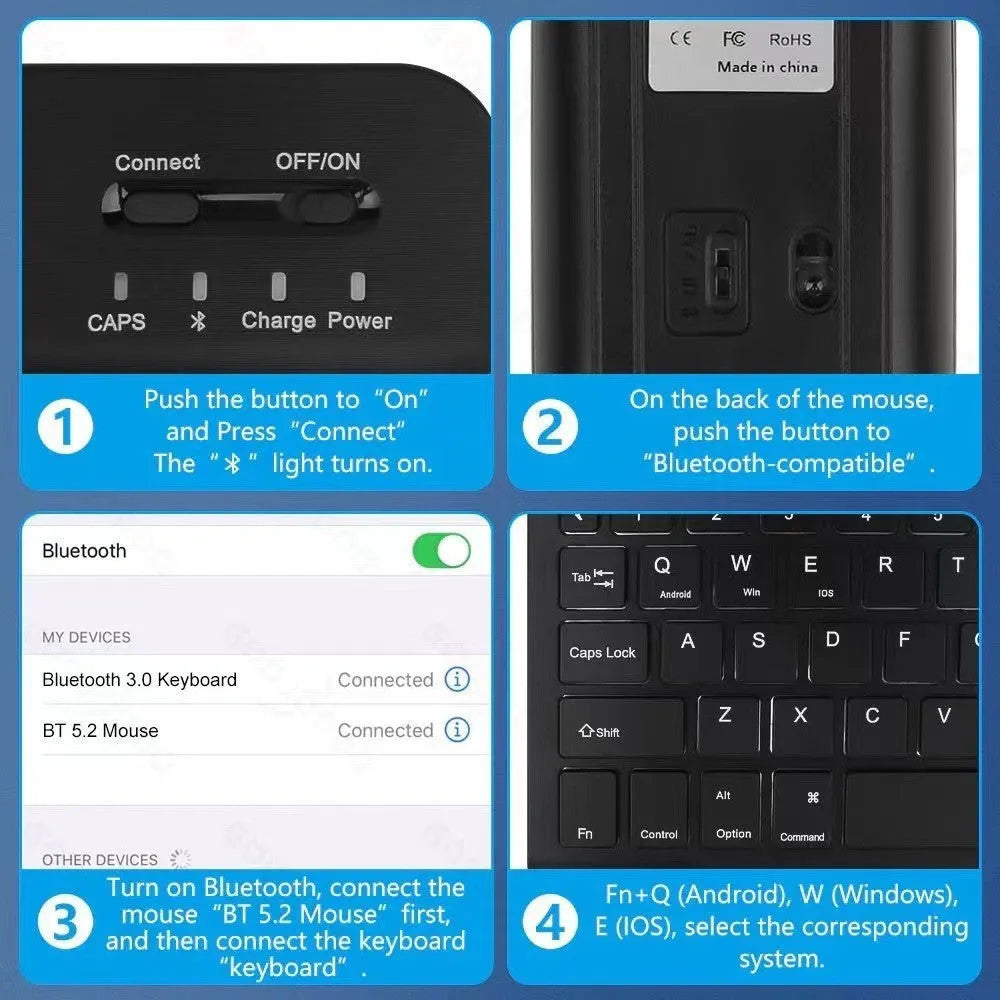 Luminous RGB Bluetooth keyboard iPad case in black leather sheath with shockproof TPU protection and stand feature