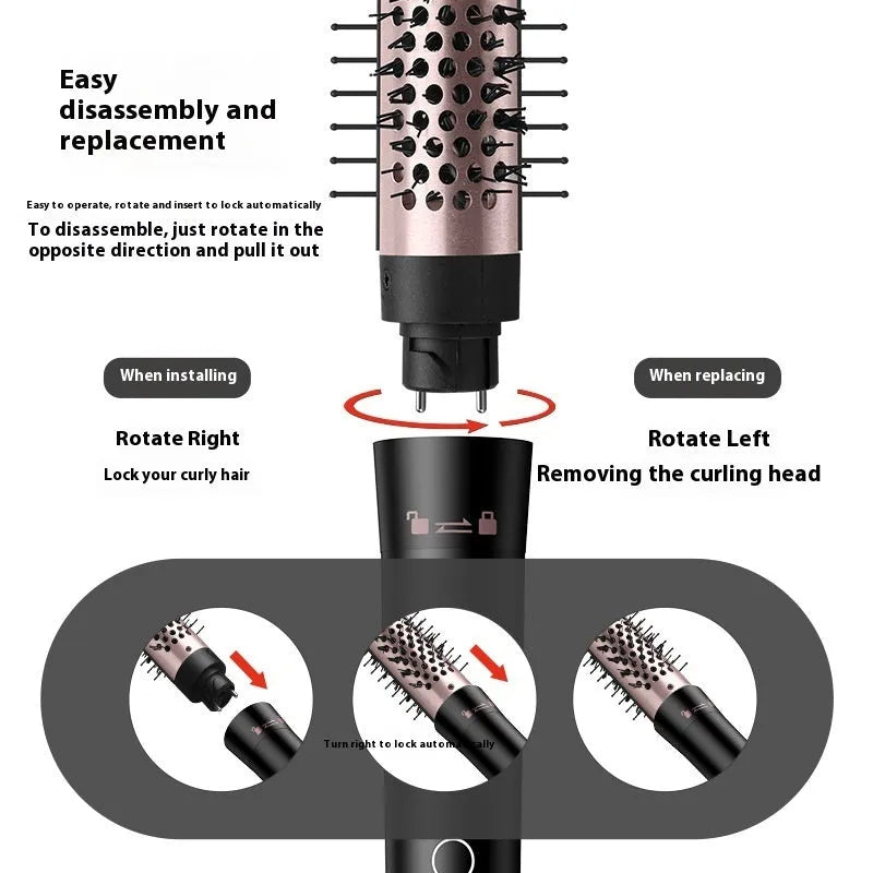 Rose gold and black automatic hair curler with 1000W power on a white background.