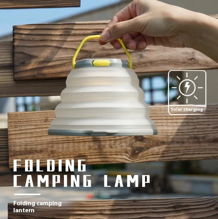 White camping lamp with single-key switch for tent lighting and outdoor use