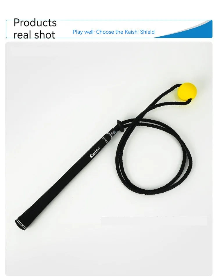 Black golf swing training rope with silicone elastic string for swing correction practice