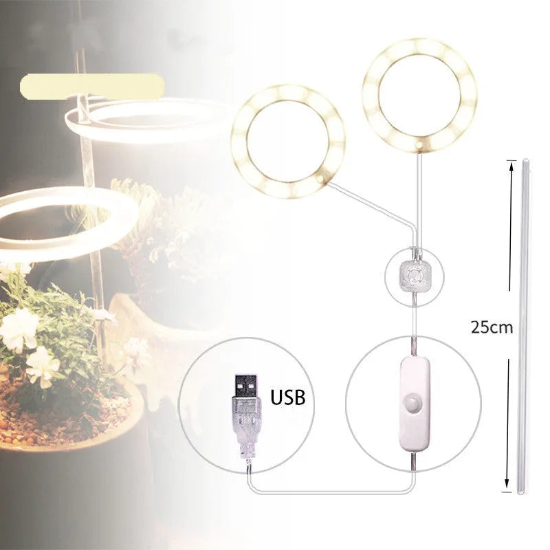 USB LED plant grow light with acrylic stick in pink white or sunshine yellow colour options.
