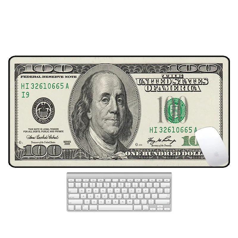 Large computer desk mouse pad with printed pattern and natural rubber non-slip base