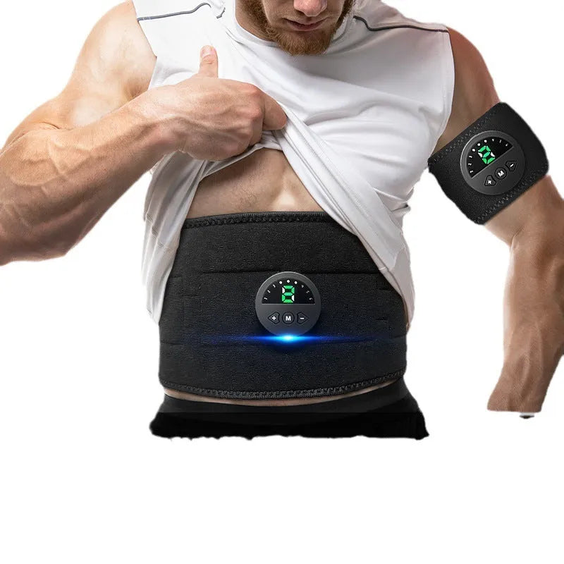 Electronic fitness belt with display screen and adjustable 120cm waist strap for body shaping