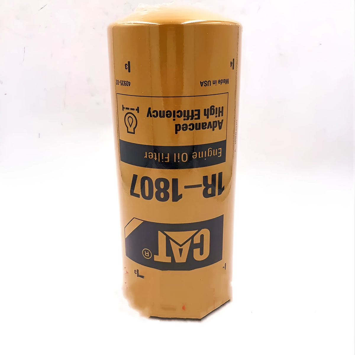 Yellow Caterpillar fuel water separator filter element measuring 262mm tall for 324D 329D machinery models