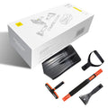 Car snow plough shovel set with ice and snow brush, telescopic rod, handle, winter snow shovel head, and plastic shovel