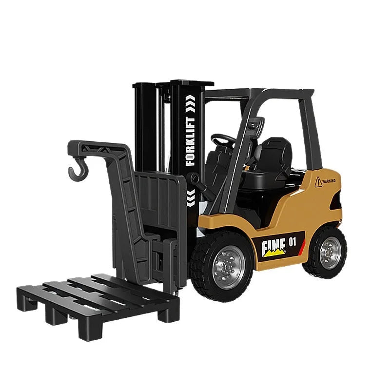 1:64 scale Bluetooth remote control alloy forklift model with accessories on training course