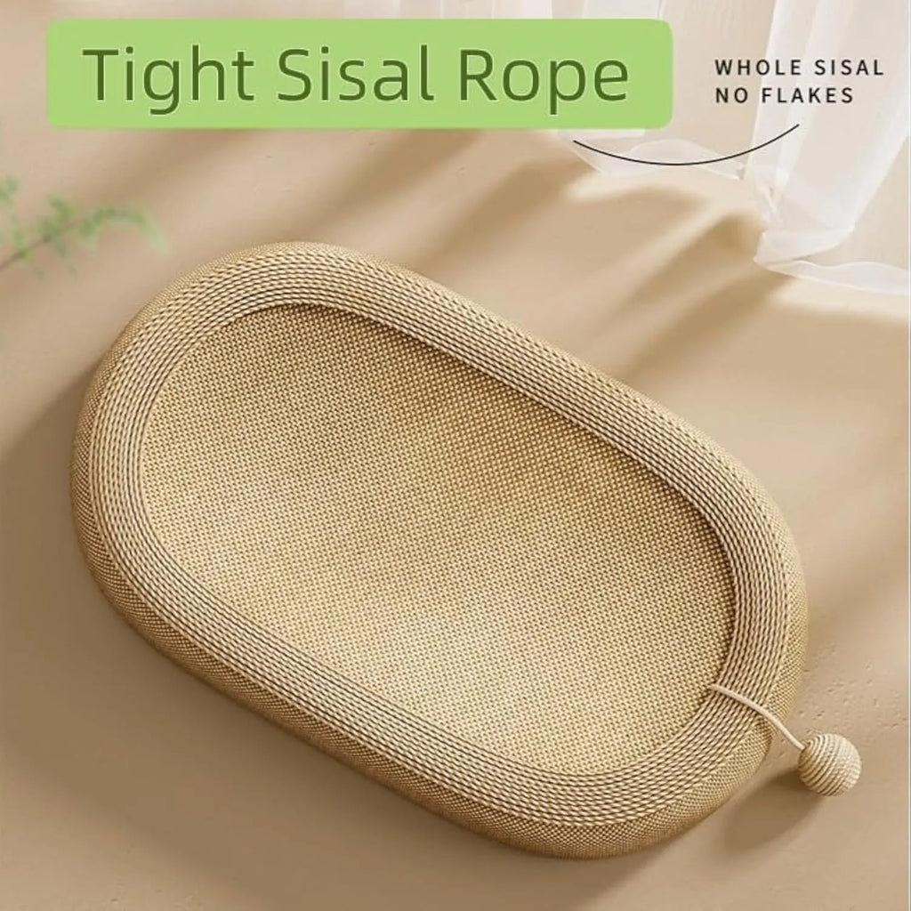 Ultra large natural sisal cat scratching board with integrated lounging platform in L or XL sizes