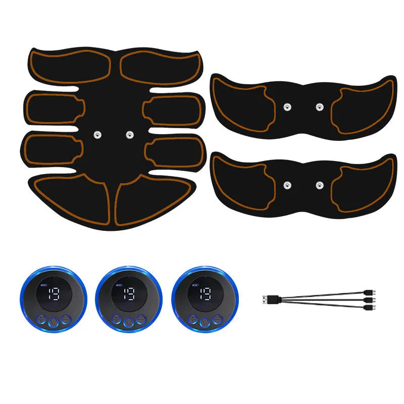 Abdominal muscle patch electronic massage device with digital display and charging functionality