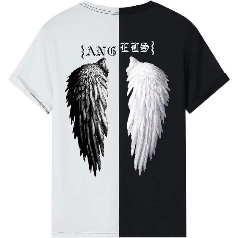 Men's short-sleeved printed t-shirt with digital pattern on polyester fabric
